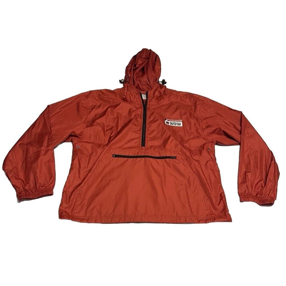 Walt Disney World Mens Medium Red Long Sleeve 1/2 Zip Windbreaker Hoodie Jacket